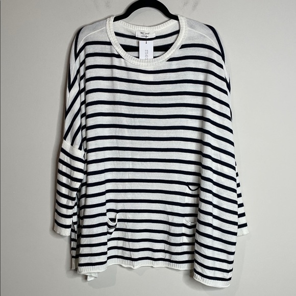 MERSEA | Oversized Catalina Striped Boatneck Sweater One Size NWT Navy Stripe - Picture 2 of 8